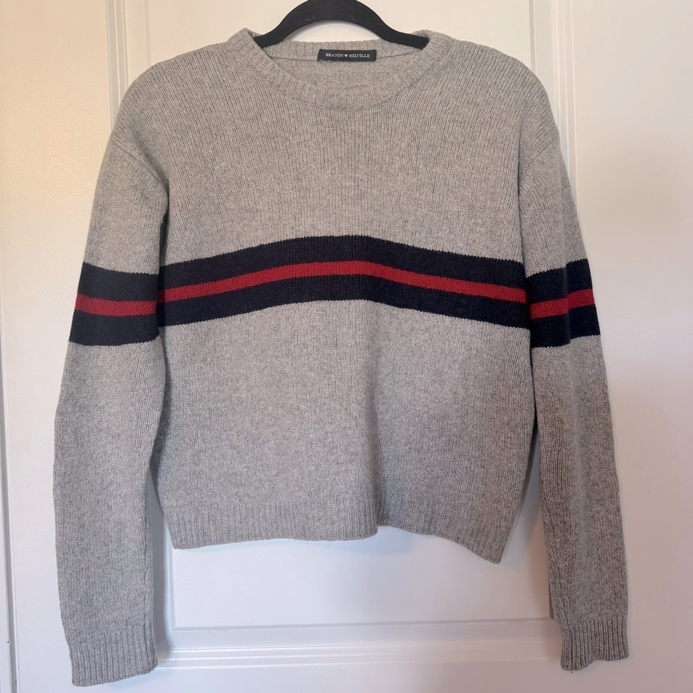 Brandy Melville Bernadette Wool Blend Gray Crewneck Sweater Size Small/Medium